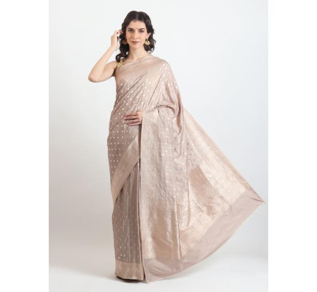 The Weavers Shop By Raavi Brocade Pure Katan Silk Handloom Banarasi Saree With Unstitched Blouse